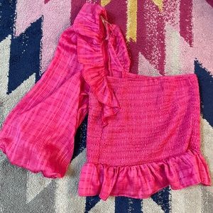 Pink one sleeve top